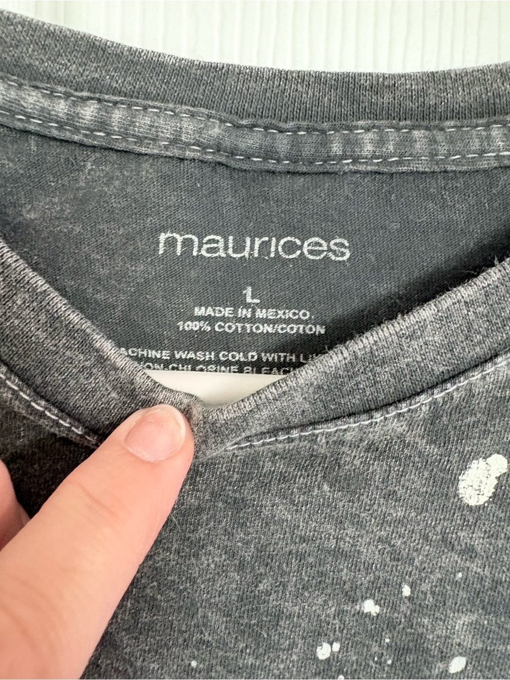 Maurices Charcoal Mineral Wash Tee with White Spot Graphic - Picture 3 of 3